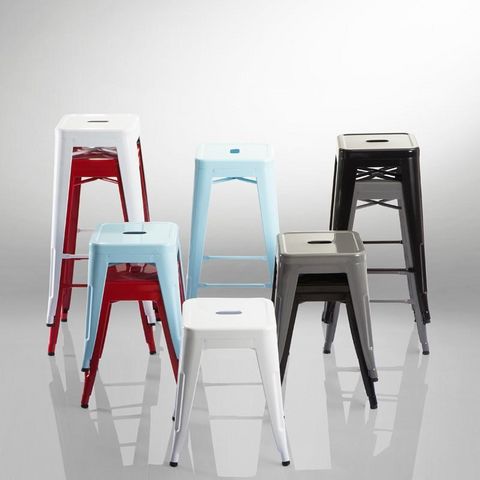 WHITE LABEL - Bar stool-WHITE LABEL-Lot de 2 tabourets de bar factory bleu