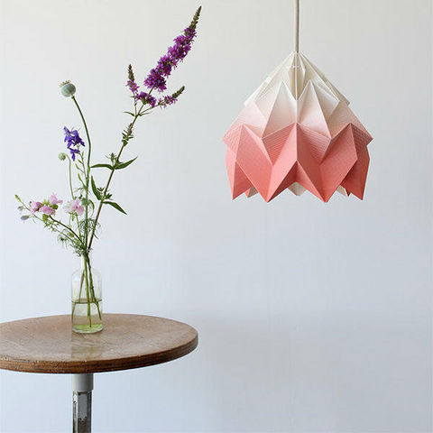 SNOWPUPPE - Hanging lamp-SNOWPUPPE-MOTH - Suspension Papier Tie & Dye Blanc/Rose Fluo