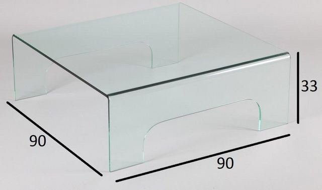 WHITE LABEL - Square coffee table-WHITE LABEL-Table basse carré en verre QUADRUPÈDE