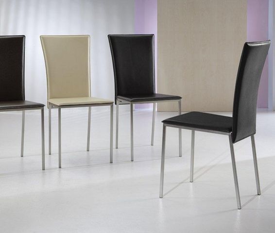 WHITE LABEL - Chair-WHITE LABEL-Chaise NEW YORK en simili cuir crème