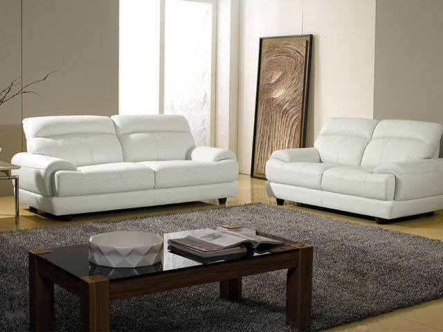 WHITE LABEL - 2-seater Sofa-WHITE LABEL-Canapé Cuir 2 places LESKO
