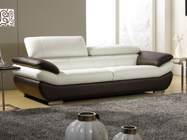 WHITE LABEL - 2-seater Sofa-WHITE LABEL-Canapé Cuir 2 places ROSY