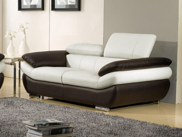 WHITE LABEL - 2-seater Sofa-WHITE LABEL-Canapé Cuir 2 places ROSY