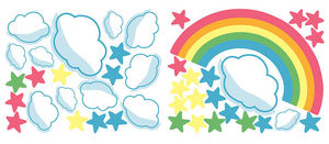 Wallies - stickers chambre bébé arc en ciel - Kinderklebdekor