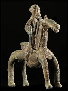 Arts Africains - cavalier et son cheval en bronze - Skulptur