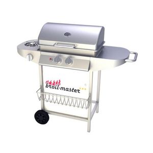 WHITE LABEL - barbecue à gaz 2 brûleurs avec thermomètre - Gasgrill