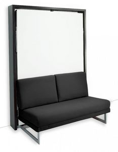 WHITE LABEL - armoire lit verticale magic canapé intégré microfi - Hochklappbares Bett