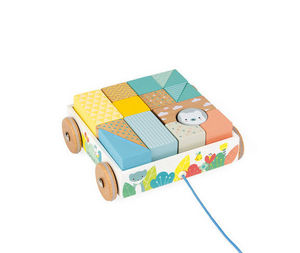 JANOD - chariot à cubes - Nachziehspielzeug