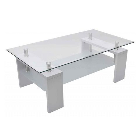 WHITE LABEL - Rechteckiger Couchtisch-WHITE LABEL-Table basse design blanche verre