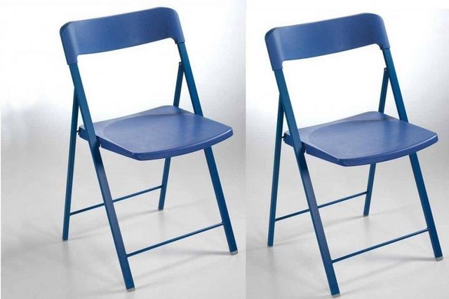 WHITE LABEL - Klappstuhl-WHITE LABEL-Lot de 2 chaises pliantes KULLY en plastique bleu
