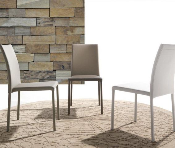 WHITE LABEL - Stuhl-WHITE LABEL-Chaise CLOE en simili cuir taupe