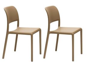 WHITE LABEL - lot de 2 chaises river empilables design sablé - Silla