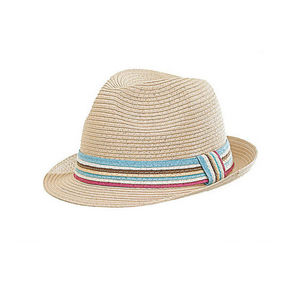 WHITE LABEL - chapeau trilby mixte paille pliable naturel galon - Sombrero