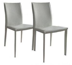 WHITE LABEL - lot de 2 chaises design cathy en simili cuir blanc - Silla