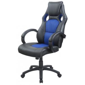 WHITE LABEL - fauteuil de bureau sport cuir bleu - Sillón De Escritorio