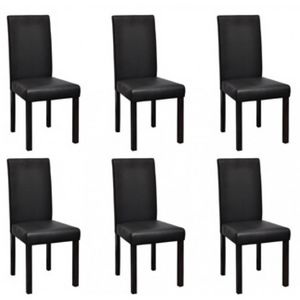WHITE LABEL - 6 chaises de salle a manger noires - Silla
