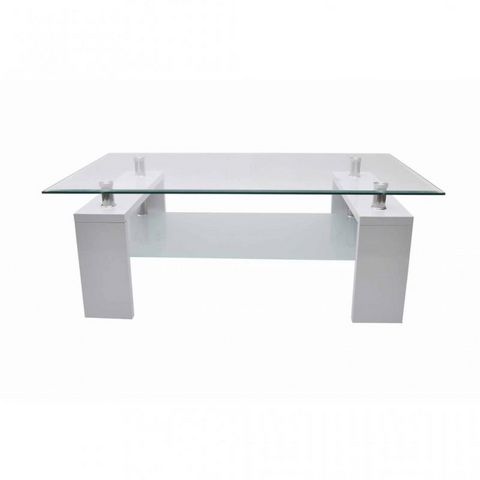 WHITE LABEL - Mesa de centro rectangular-WHITE LABEL-Table basse design blanche verre