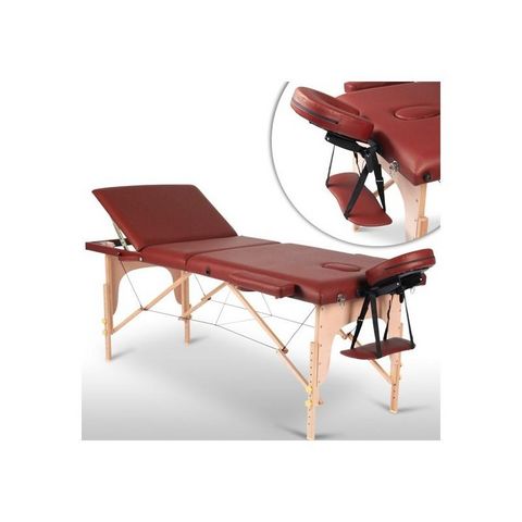 WHITE LABEL - Mesa de masaje-WHITE LABEL-Table de massage pliante 3 zones rouge