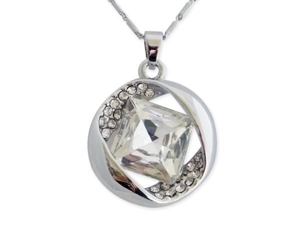 WHITE LABEL - Collar-WHITE LABEL-Collier pendentif anneau en strass orné d'un faux