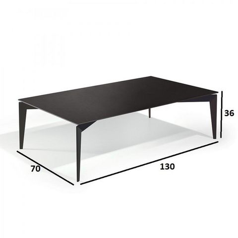 WHITE LABEL - Mesa de centro rectangular-WHITE LABEL-Table basse ROCKY en verre noir