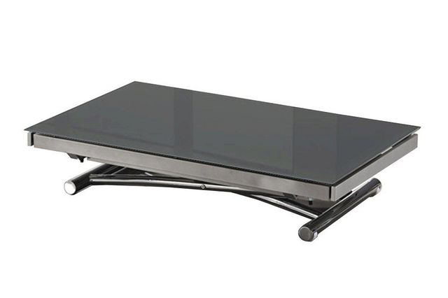 WHITE LABEL - Mesa de centro de altura regulable-WHITE LABEL-Table basse JUMP extensible relevable en verre noi