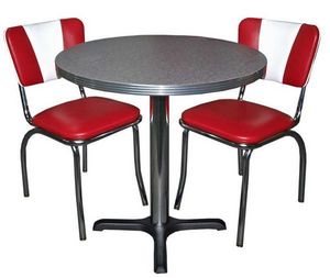 US Connection - set diner : 2 chaises vintage et table boomerang - Angolo Pranzo