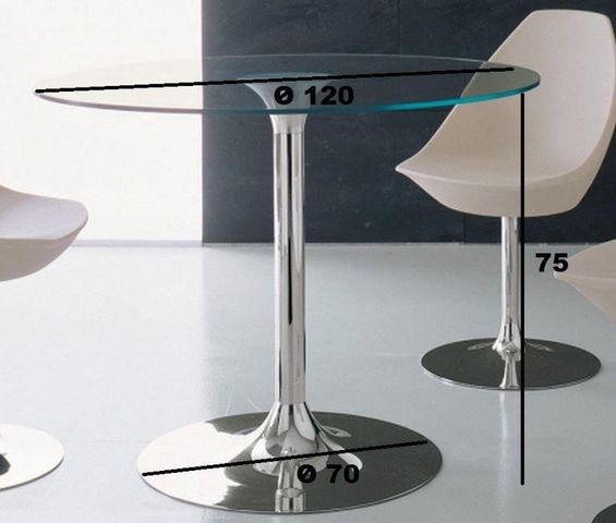 WHITE LABEL - Tavolo da pranzo rotondo-WHITE LABEL-Table repas ARMONY en verre et acier chromé, 100 x
