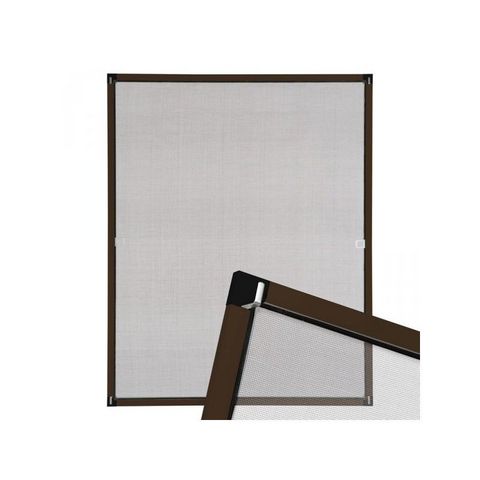 WHITE LABEL - Zanzariera per finestra-WHITE LABEL-Moustiquaire pour fenêtre cadre fixe en aluminium 100x120 cm brun