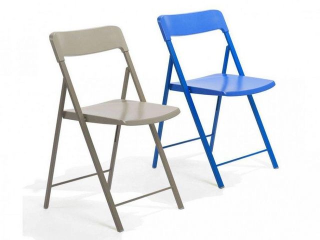 WHITE LABEL - Sedia pieghevole-WHITE LABEL-Lot de 2 chaises pliantes KULLY en plastique bleu