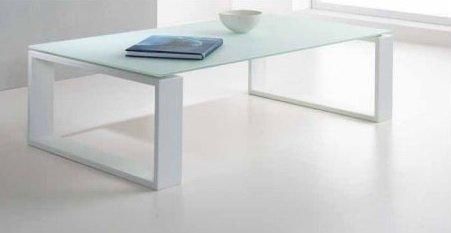 WHITE LABEL - Tavolino rettangolare-WHITE LABEL-Table basse TACOS design en verre blanc