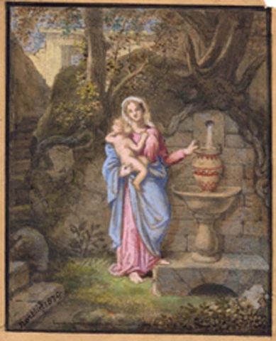 Galerie Emeric Hahn - Pittura-Galerie Emeric Hahn-Vierge et enfant à la fontaine